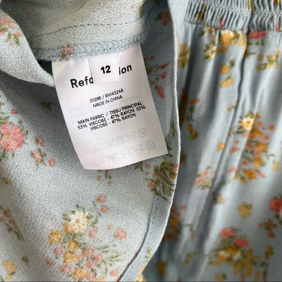 Reformation Humphrey Floral Print Mini Dress Grazia Blue - Picture 9 of 10